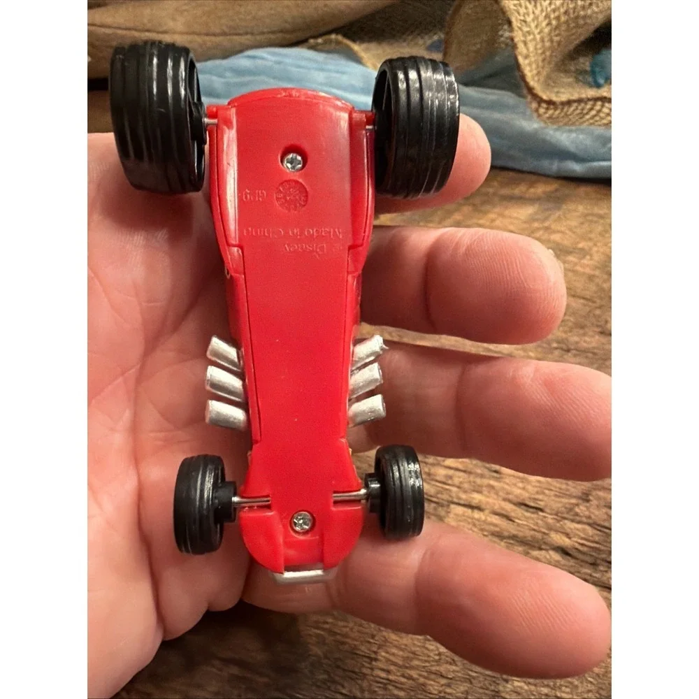 Disney Mickey Mouse 3 Inches Red & Yellow Toy Race Car 28 With Engine Detail